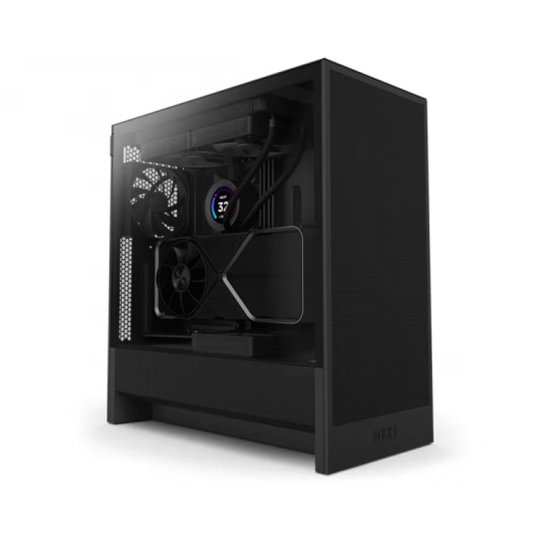 NZXT恩杰H5 FLOW支持360水冷緊湊型中塔氣流散熱電競游戲臺式機箱 恩杰 H5 FLOW 新款 黑色 單機箱  帶兩把風(fēng)扇