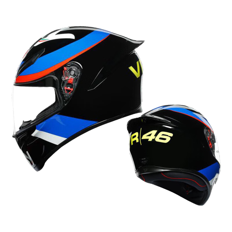 AGVK1頭盔四季通用廣角透氣全盔跑盔賽車頭盔VR46SKY RACING TEAM XL