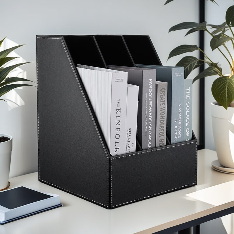 利蓝（LEADLAND）桌上文件架立式文件筐多层文件框书架资料档案架文件整理收纳置物架财务会计经理办公用品 【商务办公之选】黑色三联A113