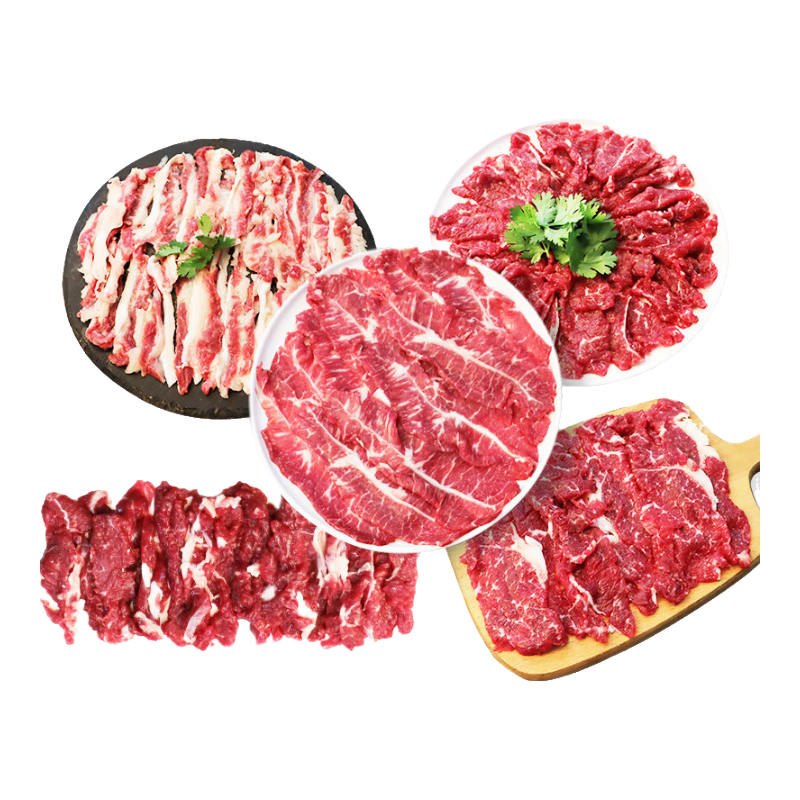 百亿补贴：暖男厨房潮汕牛肉火锅食材 牛肉丸 鲜切雪花肥牛吊龙匙仁嫩牛肉生鲜套餐 牛肉火锅套餐1.5斤 83.8元