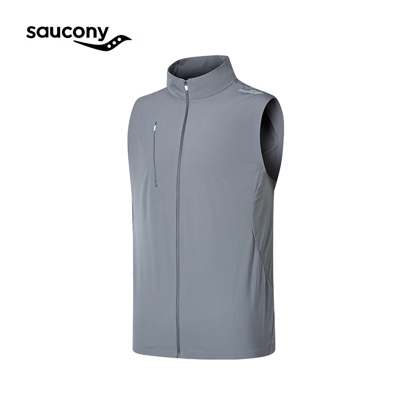 Saucony索康尼男式薄马甲慢跑通勤日常休闲百搭后背活页 冷铁灰GR006 M