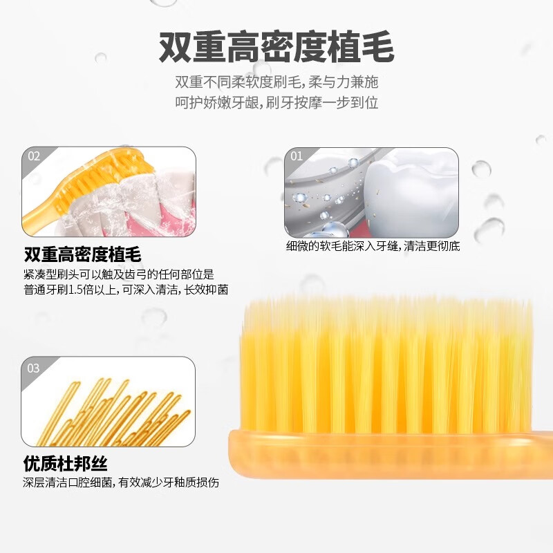 韩国牙刷EQ纳米软毛金银玉炭牙刷 正品成人家用清洁超细 NT EQ 玉 10支 (买2件送2支)