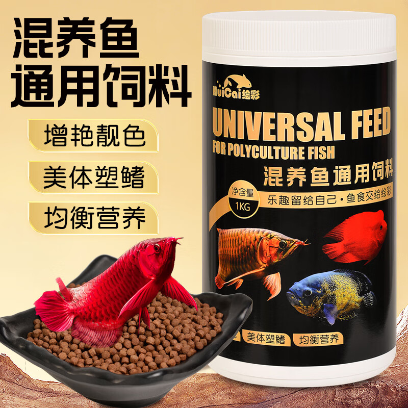 繪彩繪彩混養(yǎng)魚(yú)通用飼料血鸚鵡龍魚(yú)招財(cái)增色魚(yú)食地圖發(fā)財(cái)熱帶觀賞魚(yú)糧 混養(yǎng)魚(yú)通用3mm1000G上浮型