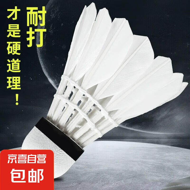羽毛球正品天然鸭毛12只装耐打鹅毛室内室外比赛防风训练用球6只 【日常训练】无标-白羽升级硬头 1筒 3只装