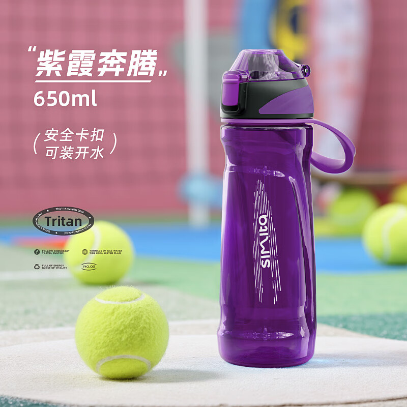 施密特（simita）运动水杯大容量夏季tritan塑料杯男女士健身水壶学生水杯 炫彩紫650ml