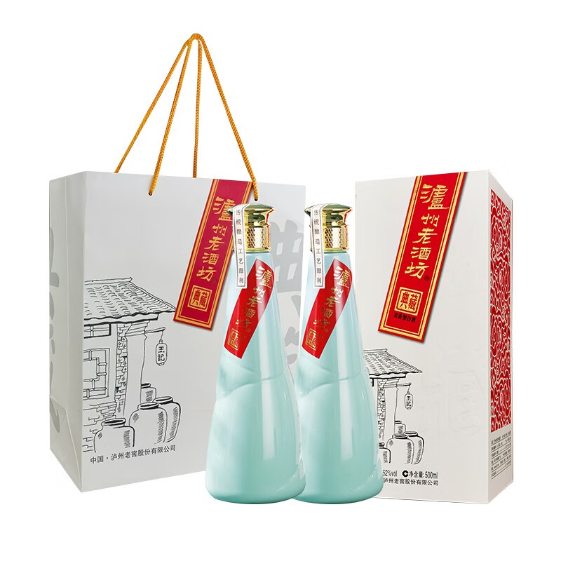 泸州老窖老酒坊典藏 浓香型白酒 自饮送礼袋 52%vol 500mL 2瓶