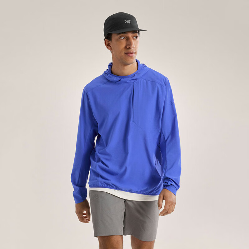 始祖鸟（ARC'TERYX）男士25新款连帽套头衫 Sima Pullover 超轻透气速干防晒卫衣 流光蓝/Electra XS