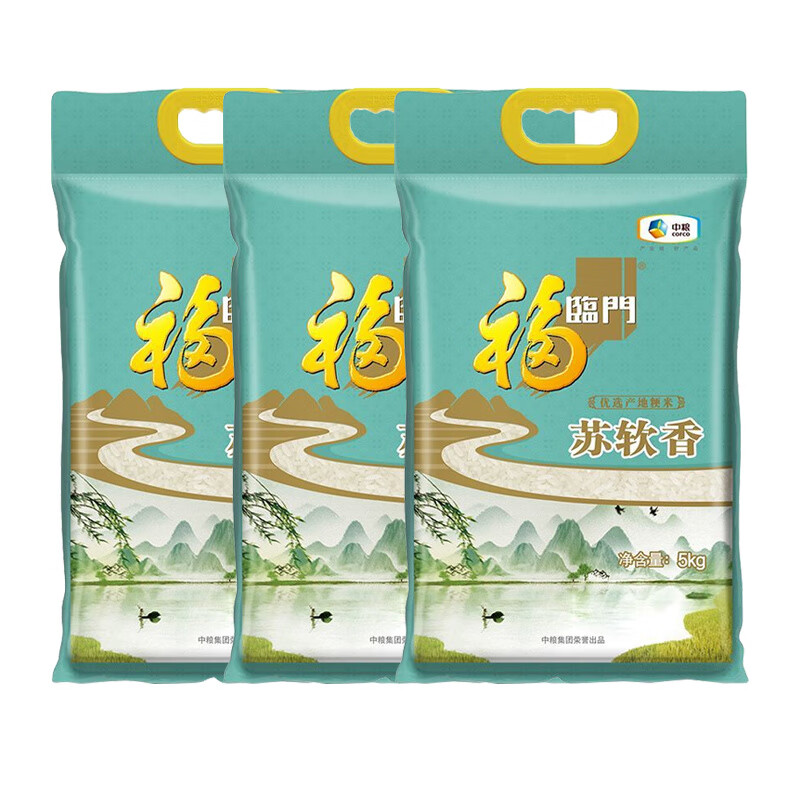 福临门苏软香大米5kg优选产地苏北粳米10斤装家用米饭米粥中粮出 苏软香5kg*3袋