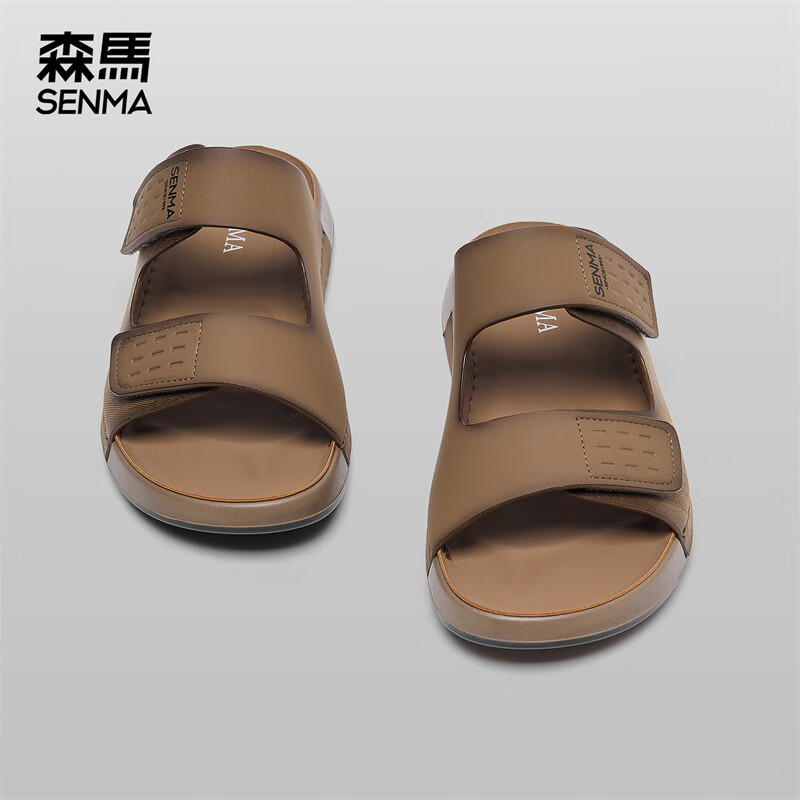 森馬凉鞋男士新款耐磨透气男生拖鞋时尚外穿户外防滑耐磨沙滩鞋男 烟灰色 39