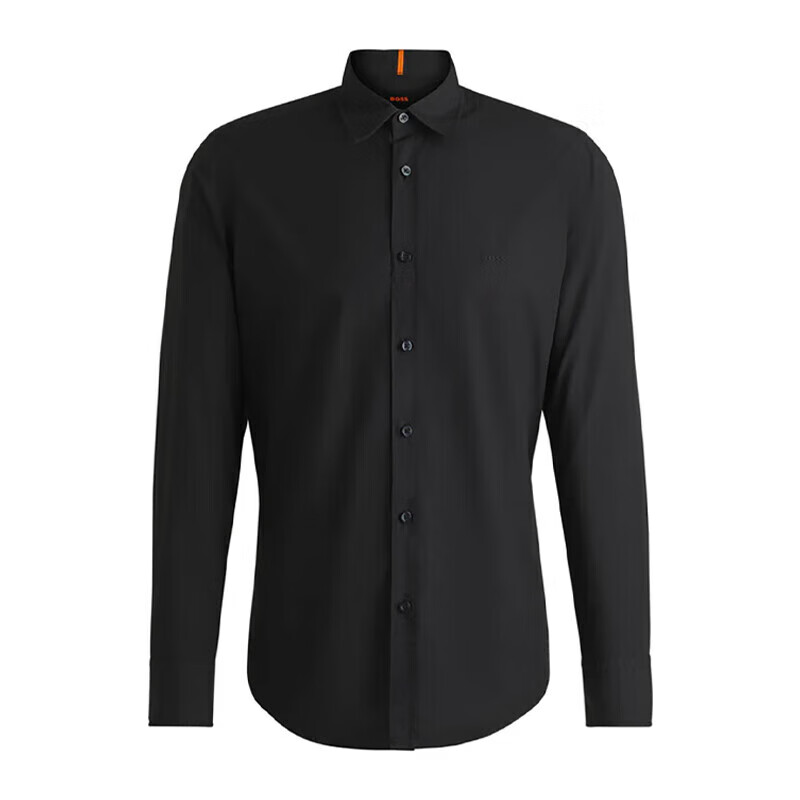 【准新品】雨果博斯（HUGO BOSS）男士纯色徽标商务休闲长袖衬衫 黑色 50518304 001 XL
