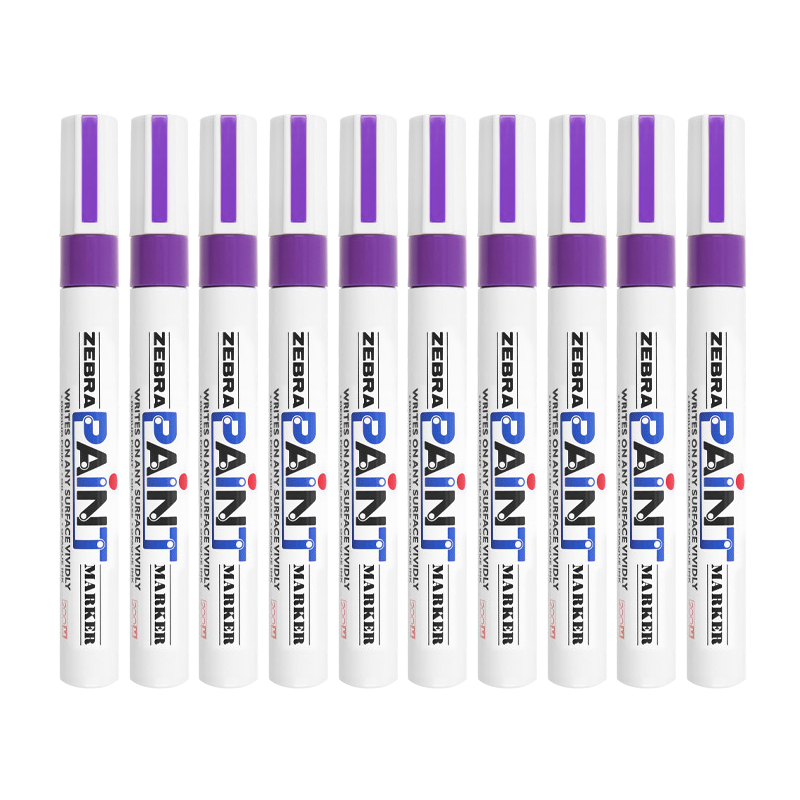 斑馬牌（ZEBRA）油漆筆 油性記號筆 大號物流筆簽名筆/馬克筆 PAINT-MOP 紫色 10支裝