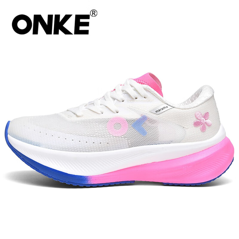 ONKE德国欧克跑步鞋男鞋透气轻便网面鞋碳板跑鞋女鞋轻便马拉松运动鞋 银河白 女款 35