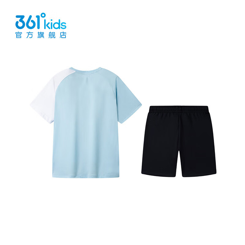 361°【商场同款】童装男童足球套装年夏季新款通码套装 椰蓝/经典黑 160