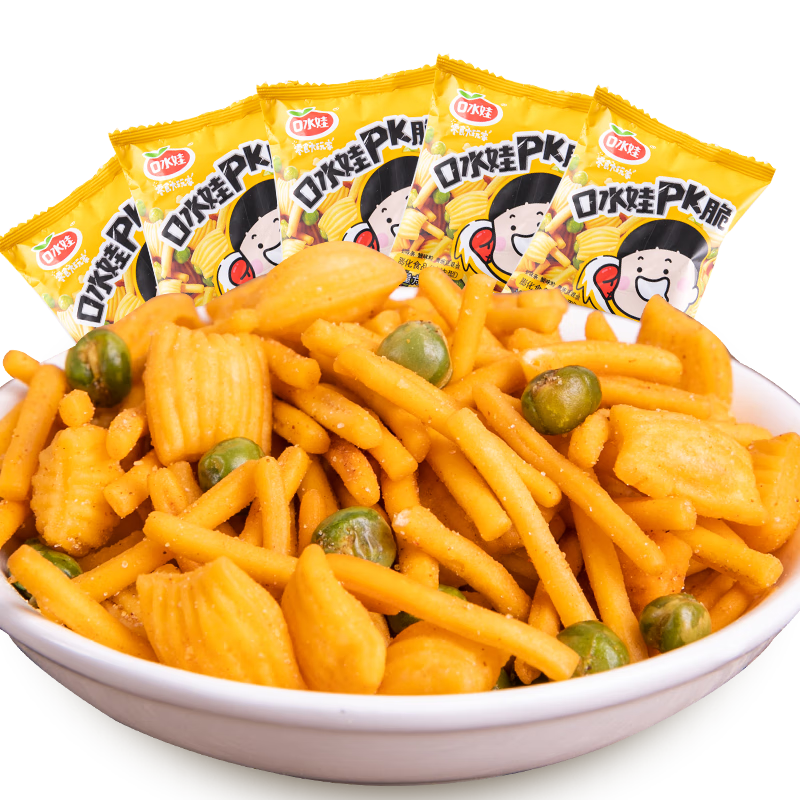 口水娃PK脆298g堅(jiān)果炒貨青豆蝦條蟹味粒休閑零食小吃
