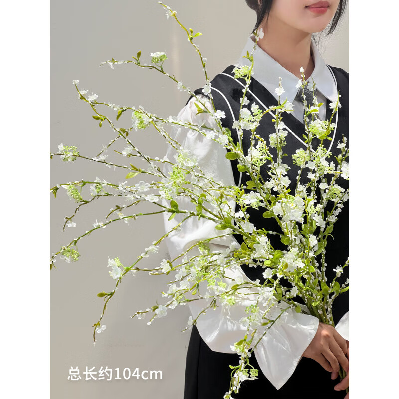 BEYZK雪柳枝仿真花假花束客廳電視柜輕奢高端餐桌裝飾擺設(shè)插花花藝擺件 4支-雪柳[繁花]