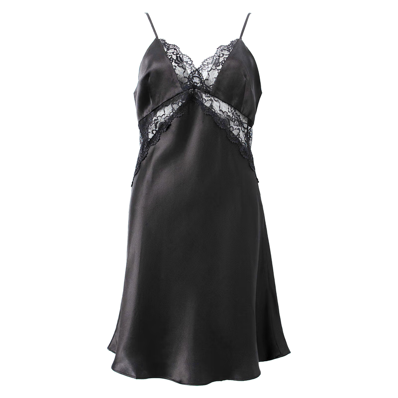 絲界真絲吊帶睡裙純欲風桑蠶絲法式蕾絲性感睡衣絲綢家居服節(jié)日禮物