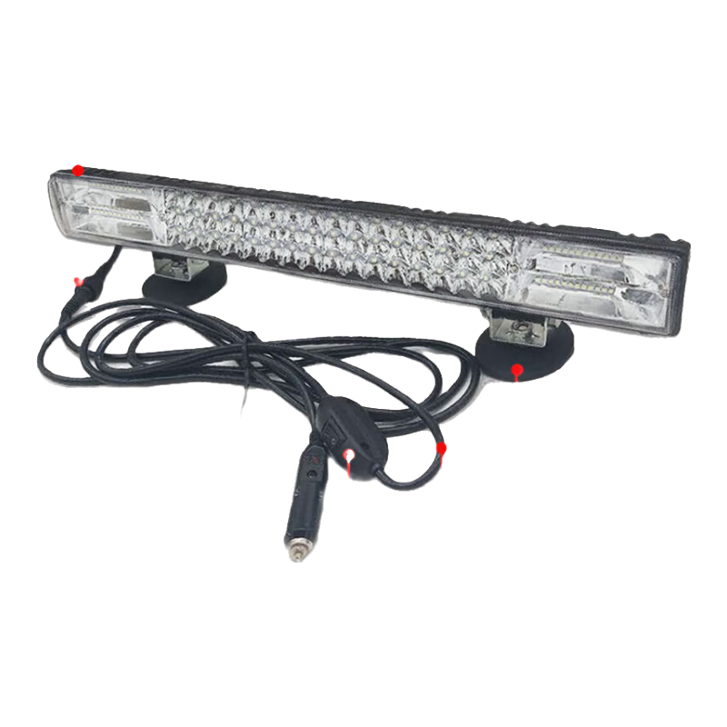 PUOU長條燈led汽車射燈12v24v大燈貨車射燈杠燈中網(wǎng)爆閃燈收割強(qiáng)光 288瓦52厘米白光 燈+螺絲支架（無點(diǎn)煙器線組可接電瓶用）