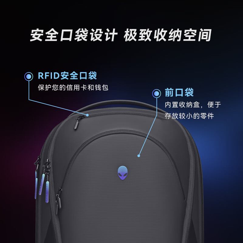外星人(Alienware)AW7825P 电竞游戏双肩背包 多动能大容量背包多场景适用 笔记本双肩包 游戏双肩包