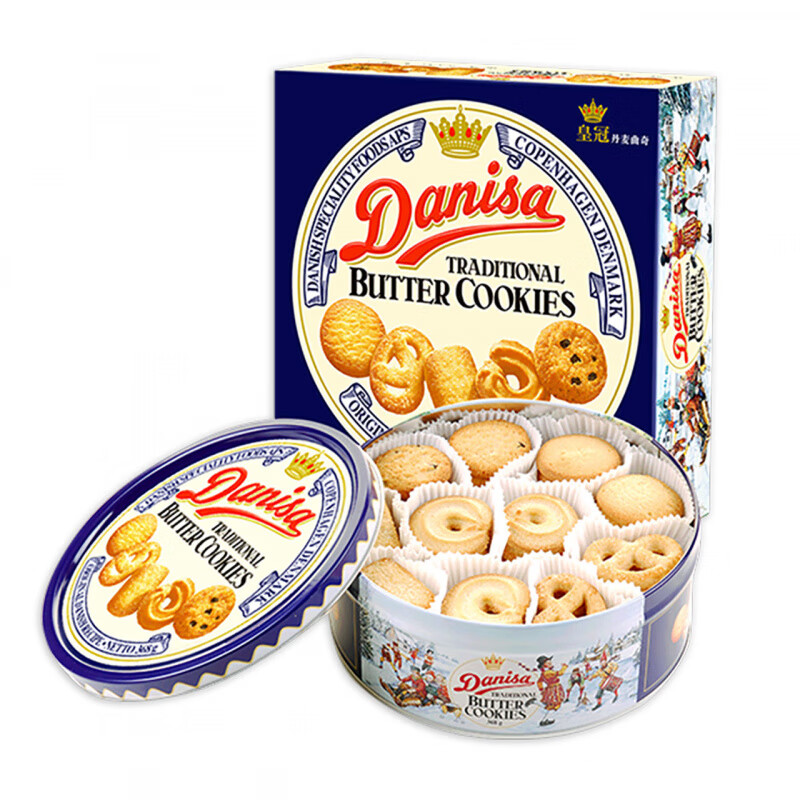 皇冠（danisa）曲奇368g铁罐礼盒进口休闲零食品节日礼物饼干L 368g【经典原味曲奇】