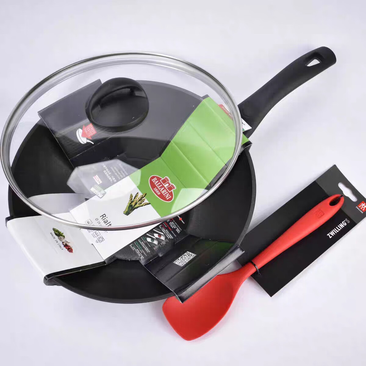 巴拉利尼（BALLARINI）意大利進口炒鍋不粘鍋具炒鍋電磁爐不可用 28cm 雷亞托炒鍋+鍋蓋+小鏟