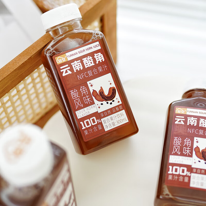 轻空突尼斯石榴茶 杨梅茉莉茶饮料 滇南酸角复合果汁300nl 酸角汁升级款*5瓶