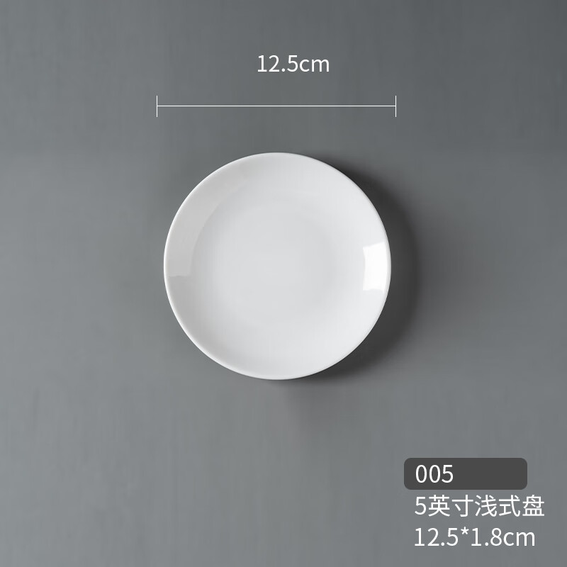 扬格商用白色圆盘塑料仿瓷圆浅盘快餐盘骨碟酒店专用自助餐盘密胺餐具 十个装005(5寸浅式盘)玉瓷
