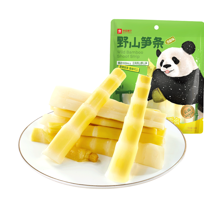 良品铺子野山笋条泡椒味90g泡椒脆笋 风味素食嫩笋条辣味解馋零食小吃