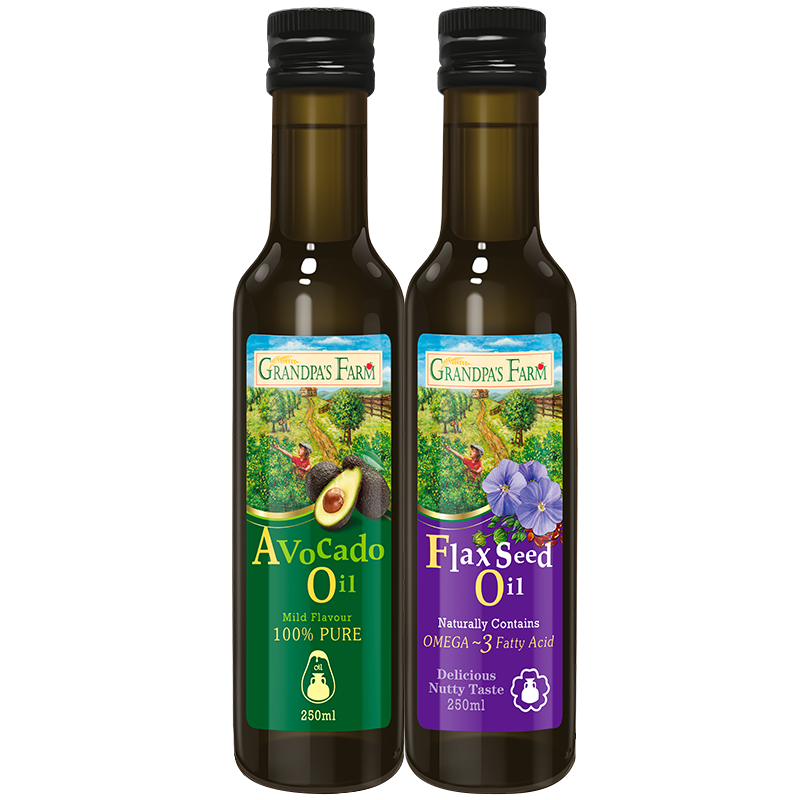 爷爷的农场冷榨亚麻籽油牛油果油250ml*2法国进口儿童宝宝营养辅食组合油