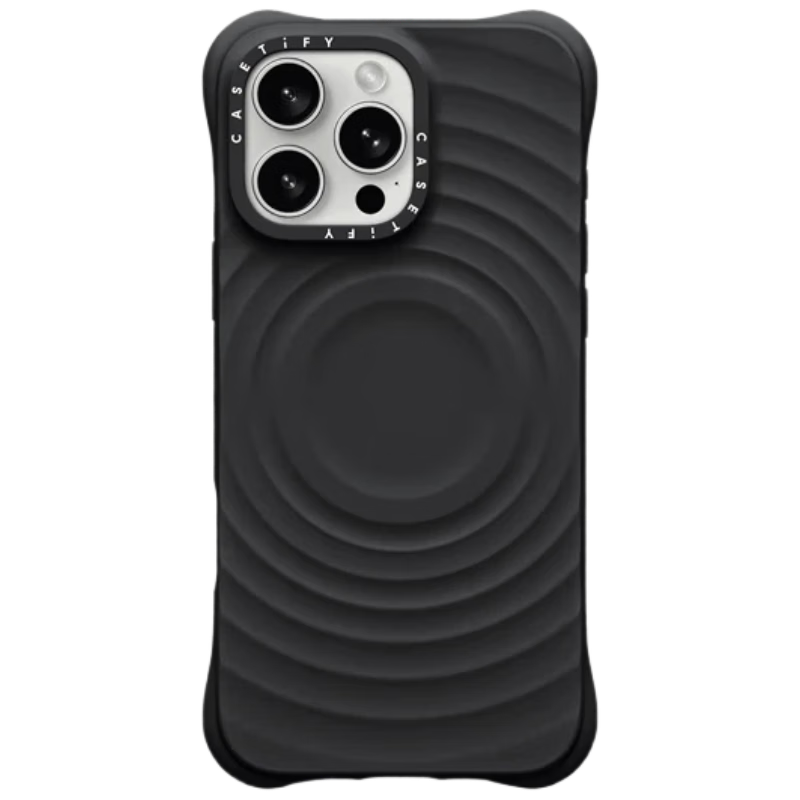 CASETIFY黑色波漾手機殼MagSafe兼容 硅膠手機殼 適用于iPhone 16 Pro