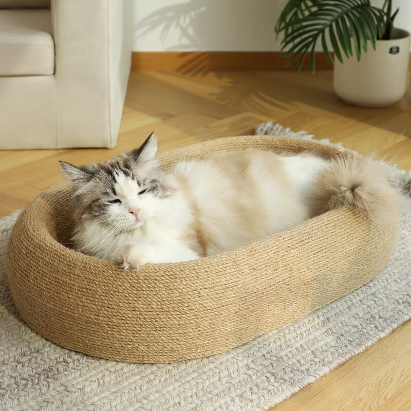 梵都宠舍猫窝猫抓板一体猫抓盆耐抓耐磨不掉屑四季通用猫爪板宠物猫咪磨爪 【2.0深陷全麻】61cm 猫抓盆丨猫抓板猫窝一体