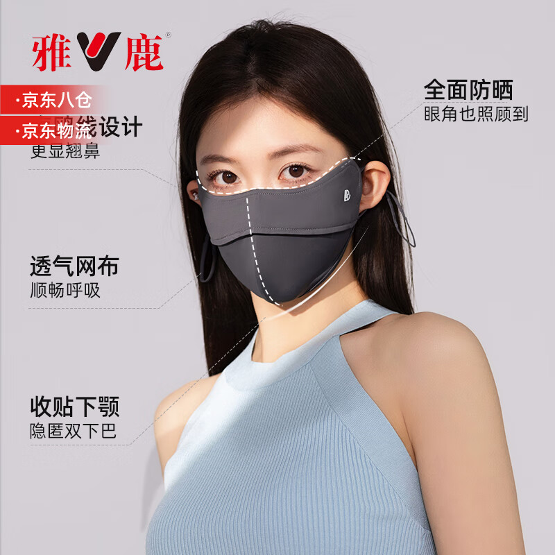 雅鹿夏季防晒口罩女防紫外线高颜值2025新款3d立体防晒面罩