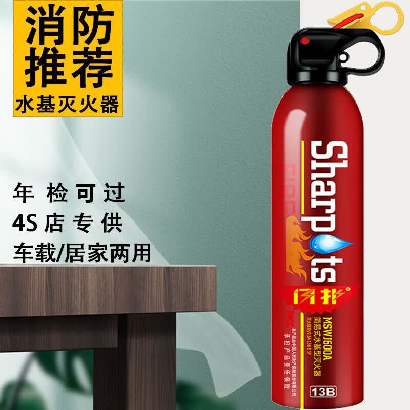 闪扑车载灭火器 汽车用家用厂房私家车水基灭火器闪扑消防器材灭火瓶 600ml 水基 绿+2025新规年检全套装