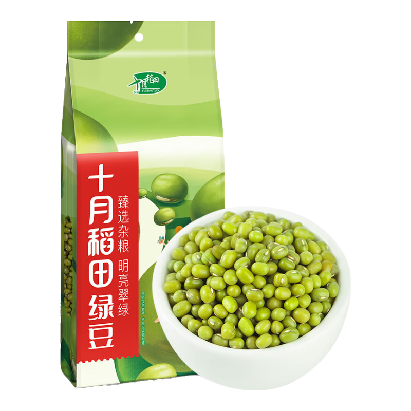 十月稻田 绿豆 500g 一级 低脂粗粮 东北杂粮 绿豆汤 可发豆芽 豆浆豆