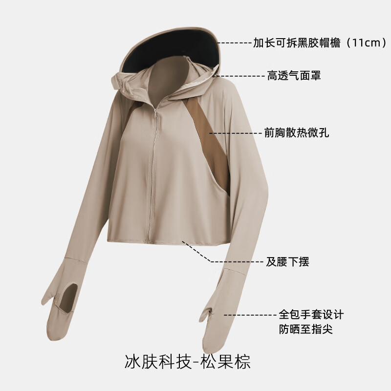 蕉下森林防曬衣女夏護(hù)手款防紫外線透氣寬松披肩衫2023新款開(kāi)車遮陽(yáng)防曬服 【指尖款】松果棕-加大可拆黑膠 XL （140-180斤）