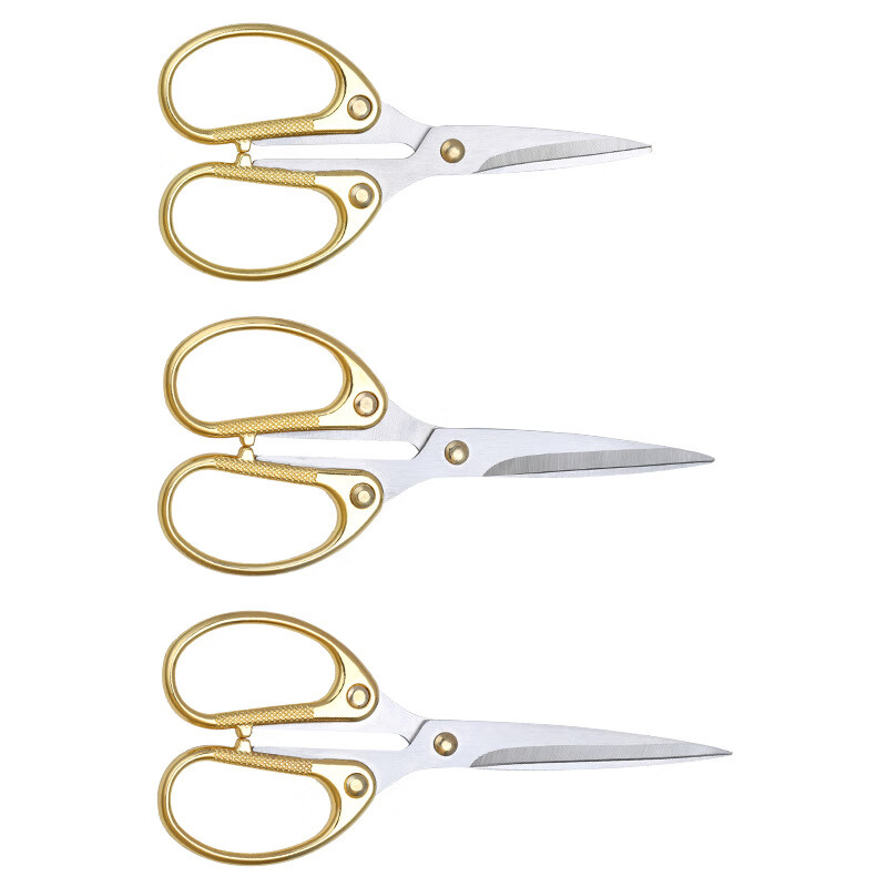 【优选】厂家不锈钢办公文具剪家用合金剪刀学生剪纸剪线剪手工剪 【金色-PP简装】锌合金大号（1个装）