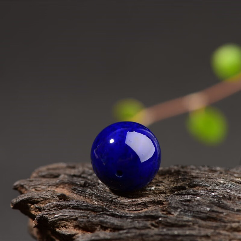 豪迎7a青金石散珠阿富汗阿富汗老料青无白无金圆珠手链对珠 收藏级5.