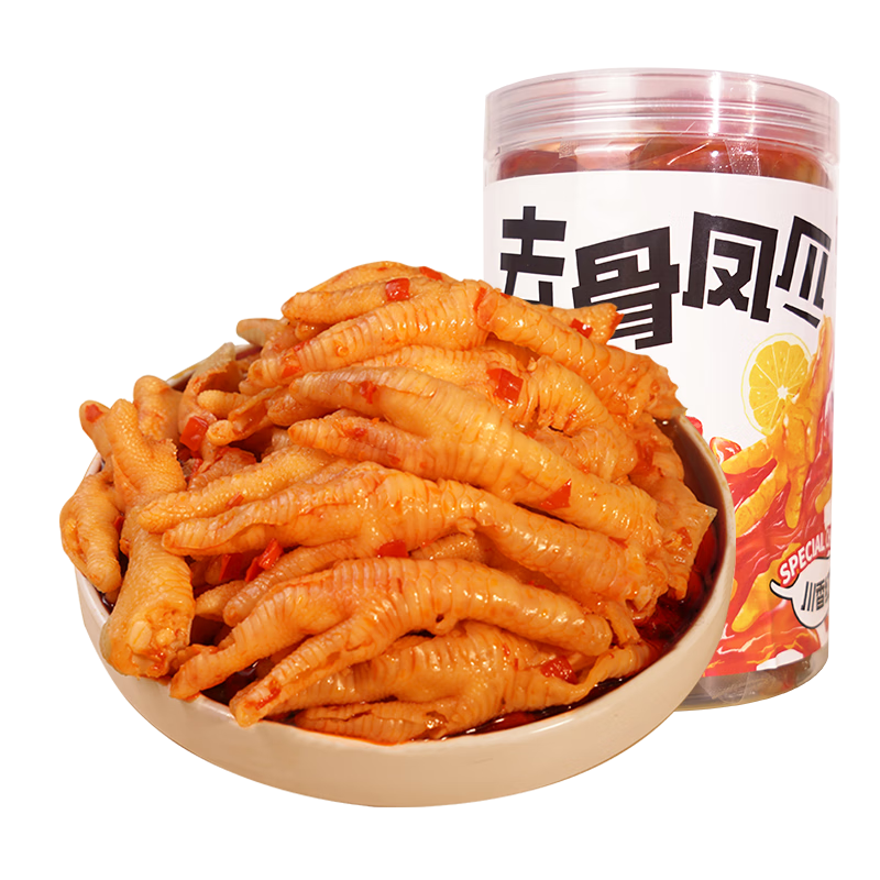 譚八爺 檸檬酸辣無骨雞爪川香紅油蒜香去骨鳳爪子脫骨雞腳休閑即食零食 酸辣無骨雞爪1kg*1罐
