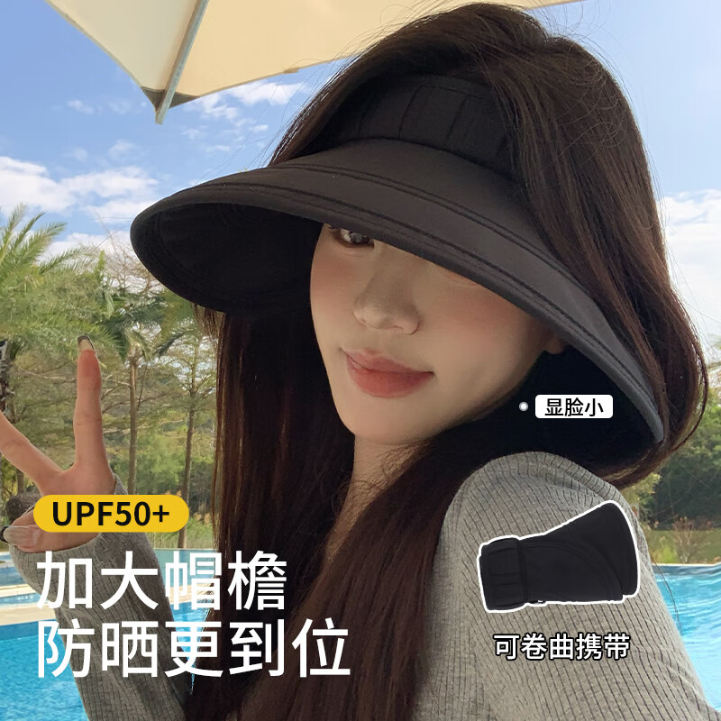 目丸遮阳帽女2025新款遮脸防晒帽夏季大帽檐可折叠空顶太阳帽防紫外线