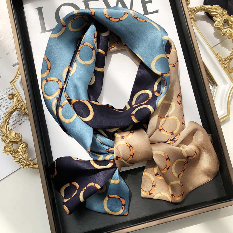 BGUG真丝丝巾女高档桑蚕丝绸披肩围巾女送老婆女友长辈送妈妈生日礼物 珠环相扣