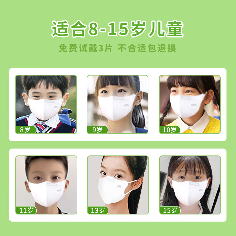 若硕秋冬季款儿童n95级医用防护口罩8到12岁宝宝专用正品医疗级别 8-15岁儿童/N95四层防护/白50只