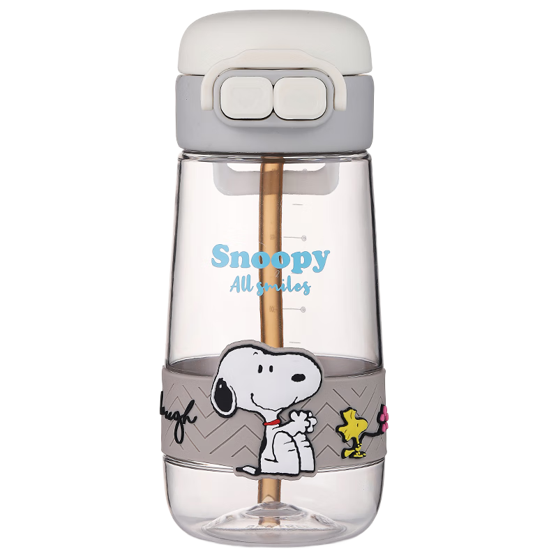史努比（SNOOPY）儿童吸管水杯夏季男女学生便携双饮塑料杯子孕妇耐高温带刻度水壶