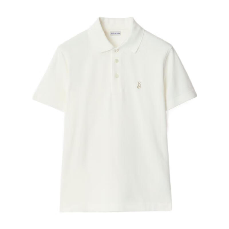 巴宝莉（BURBERRY）2025新款男士T恤商务休闲通勤Polo衫 舒适 B刺绣 轻便男短袖 白色 均码 |XL