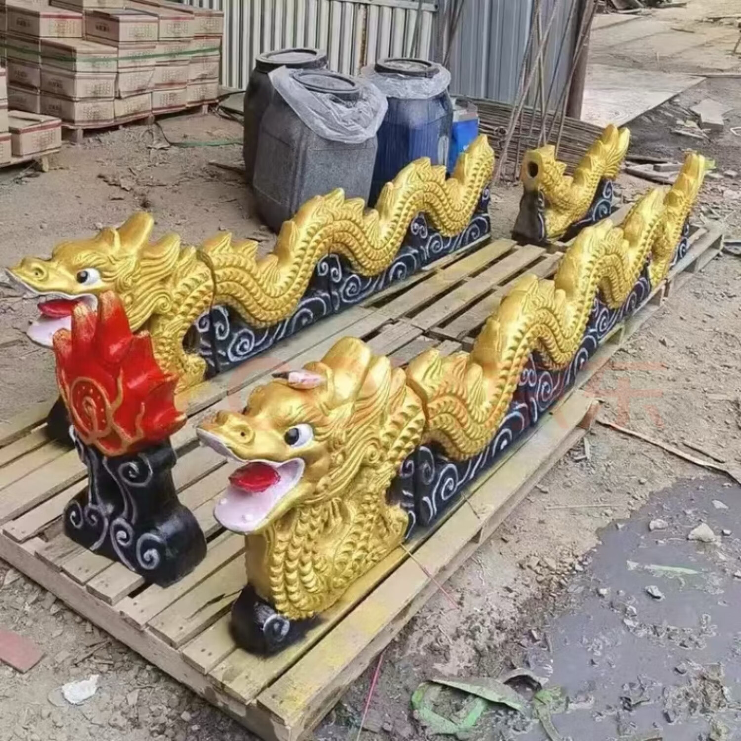 仿古古建配件陶瓷龍跑獸二龍戲珠青瓦龍琉璃瓦龍雙龍戲珠屋頂脊瓦 2米