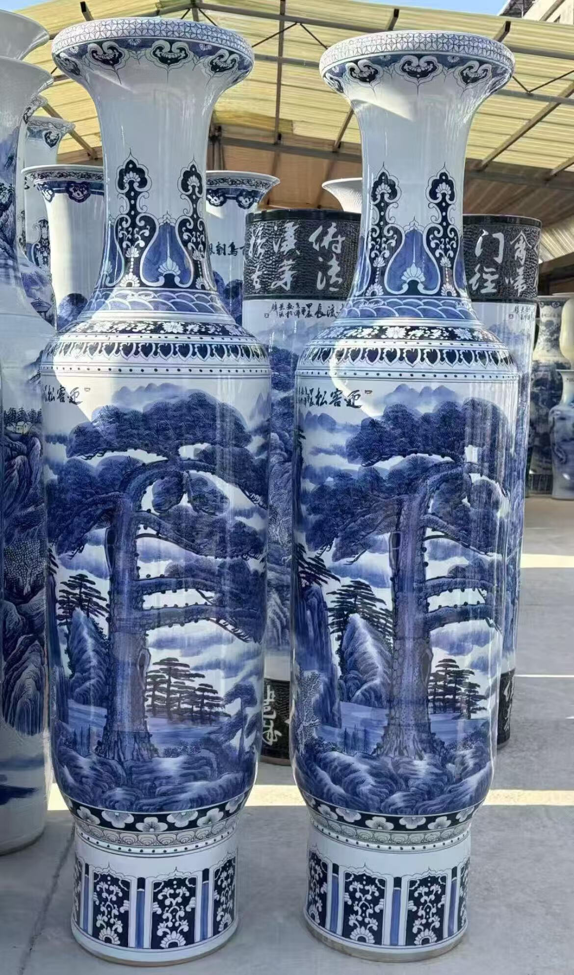 舟可渡鴻運(yùn)當(dāng)頭高端手繪陶瓷大花瓶景德鎮(zhèn)客廳酒店裝飾開業(yè)落地?cái)[件送禮 手繪迎客松一個(gè) 220cm