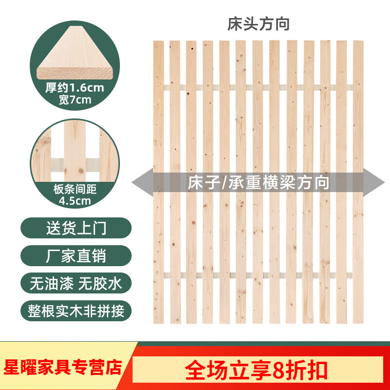 詠幻床板硬床板實(shí)木床板墊片排骨架折疊透氣杉木板條床架子加硬護(hù)腰護(hù) 豎向-香杉木-1.6厚純實(shí)木 900X1900