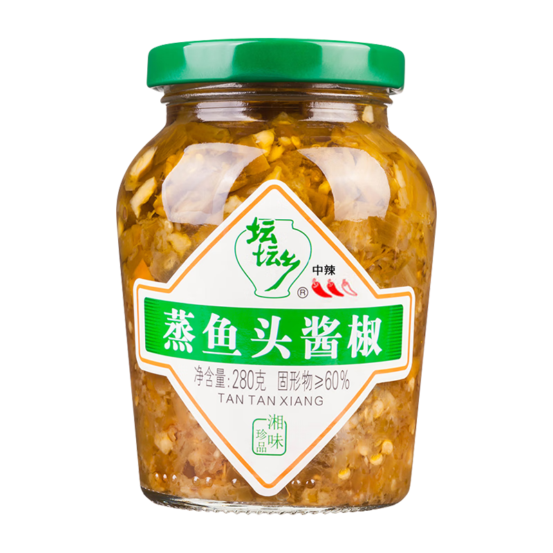 壇壇鄉(xiāng) 拌飯剁辣椒 瓶裝 豉香蒜香 朝天椒湖南特產(chǎn) 辣椒醬 下飯菜香辣醬 蒸魚頭醬椒280g*1瓶