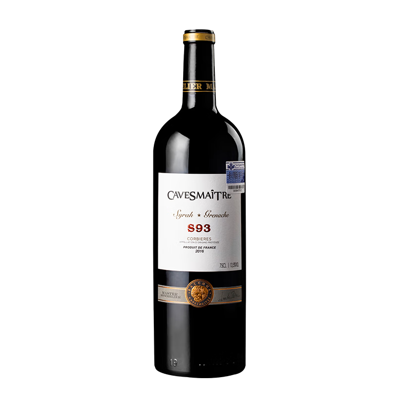 卡斯特（Cavesmaitre）卡斯特紅酒法國原裝進口品酒大師S93干紅葡萄酒  750ml AOP級 一支裝