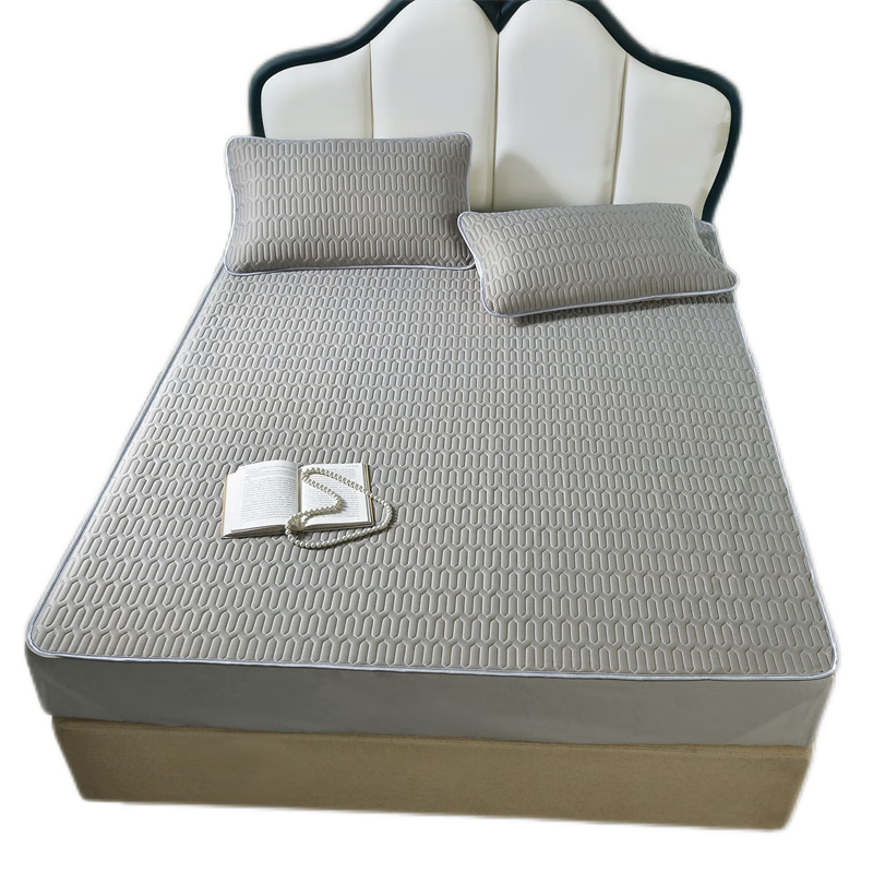 然牌 泰国乳胶席凉席 双人床席子枕套三件套 灰色 180*200 【可水洗】