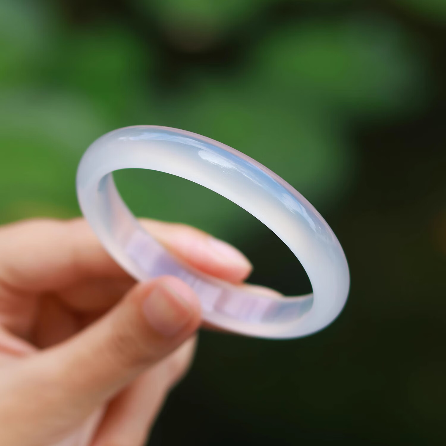 戴银坊白月光玉手镯女冰种宽条玉髓镯子首饰品纪念日生日礼物女友老婆 荔枝冻手镯（叮当镯） 62-63圈口（130-140斤）