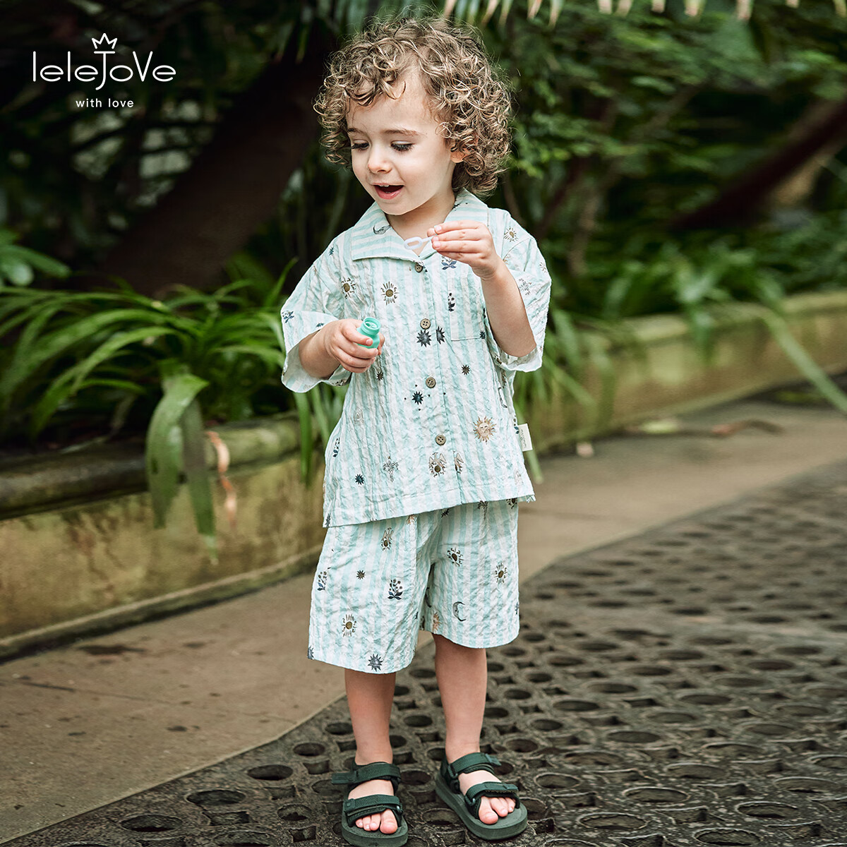 LELE JOVElelejove北欧风儿童短袖衬衫宝宝夏季印花短袖度假风轻薄短裤 星河如梦-短裤 110 cm